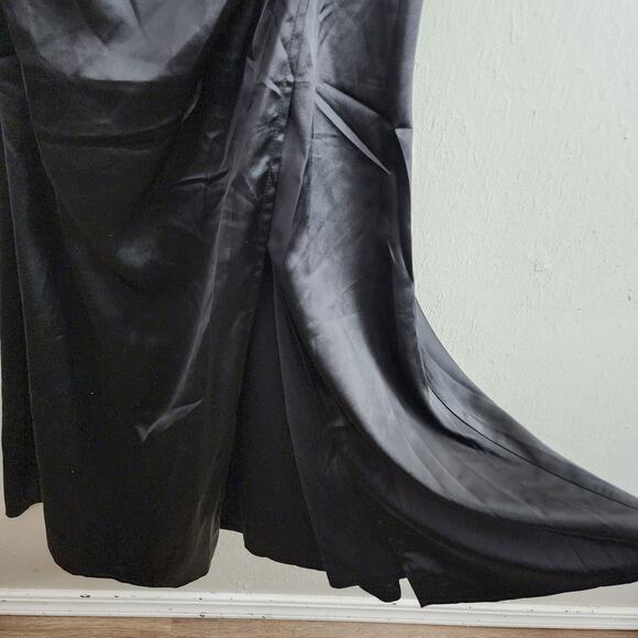 Lulus Stunning Arrival Black Satin Off The Shoulder Maxi Dress - Picture 7 of 12